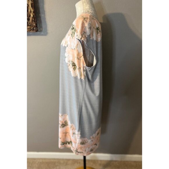 Chicos Shift Dress 3 XL Pink Black White Stretch Short Sleeve Casual Washable - Picture 8 of 8